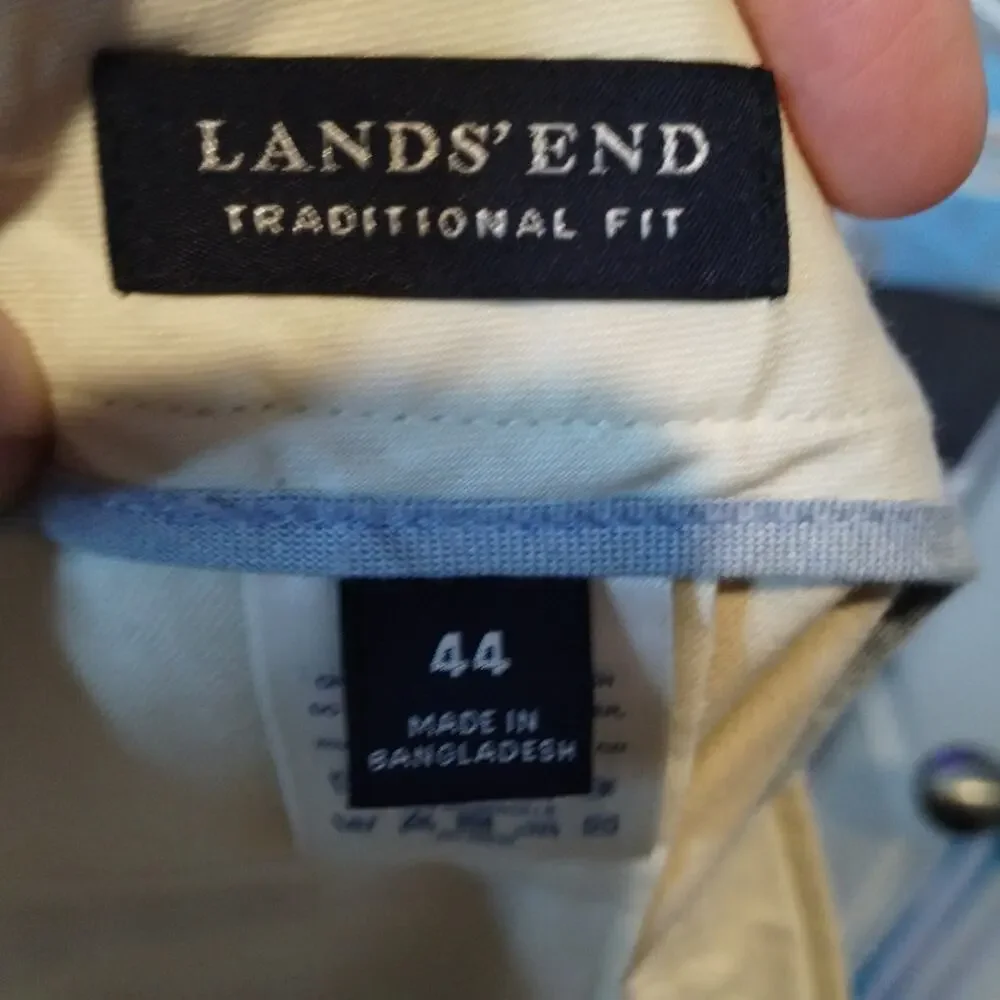 Lands' End Set of 2 Men Sz 44 Waist Tan Beige Khaki Chino Traditional Fit Shorts